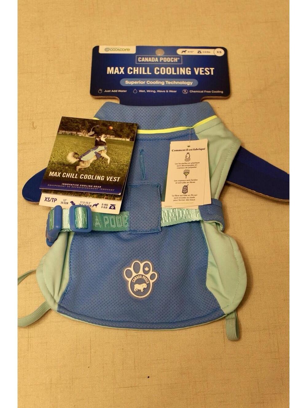 NEW Canada Pooch Blue Max‎ Chill Cooling Vest w/ Coolcore Dog Size X-Small